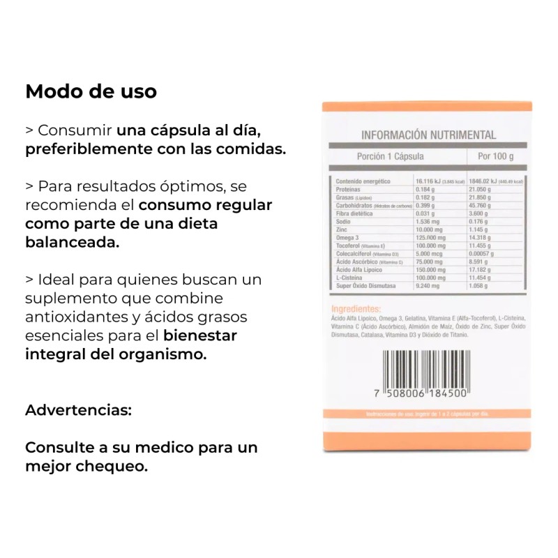 Lera Co Ácido Lipólico Omega 3 Vitamina E 30 Caps