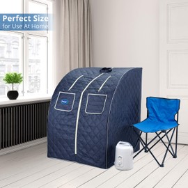 Durasage Oversized Portable Personal Steam Sauna Spa for Relaxation at Home, 60 Minute Timer, 800 Watt Steam Generator, Chair Included (Satin Blue)
