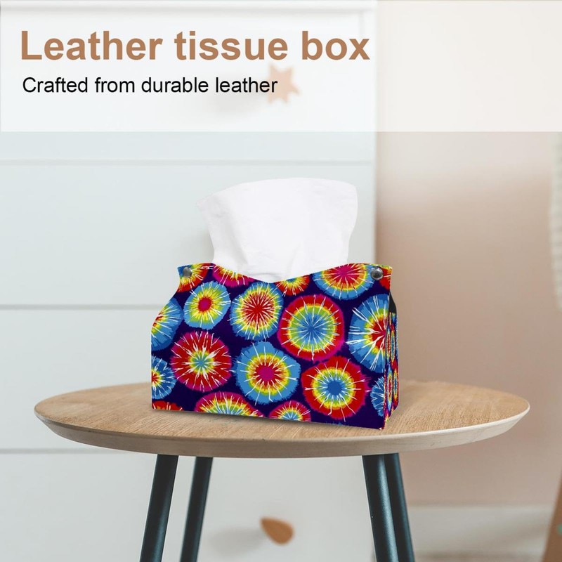 2 Pack Tissue Box Cover Holder, Sunflowers Painting Rectangle Leather