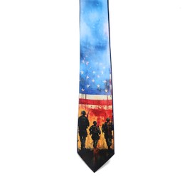ASVP Shop Patriotic American Flag Military Neck Tie – USA Veteran Soldier Tribute – Army Gift for Men – Memorial Day, 4th of July (Walking Soldiers)