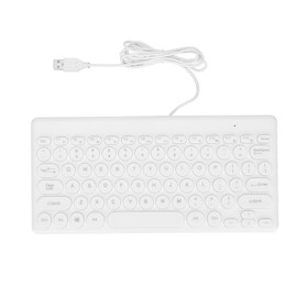 USB Keyboard Wired 78 Keys Ergonomic Design Power Saving Round Keycaps Wear Resistant Durable Stable Small KeyboardWhite