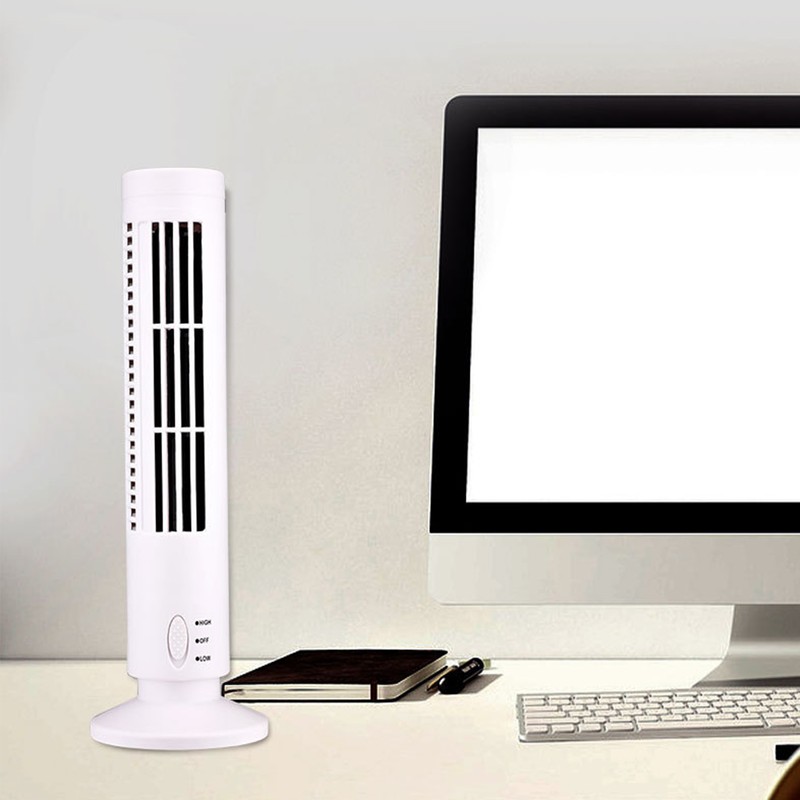Mini USB Bladeless Tower Fan 2 Wind Speeds and Modes