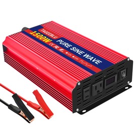 TAGEEBLU 1500 W（3000 Peak） Pure Sine Wave Power Inverter 12V DC to 110V AC Car Plug Adapter Converter with LCD Display and 2 AC Outlets Car Charger for Laptop Computer, Phone，Road Trip Camping