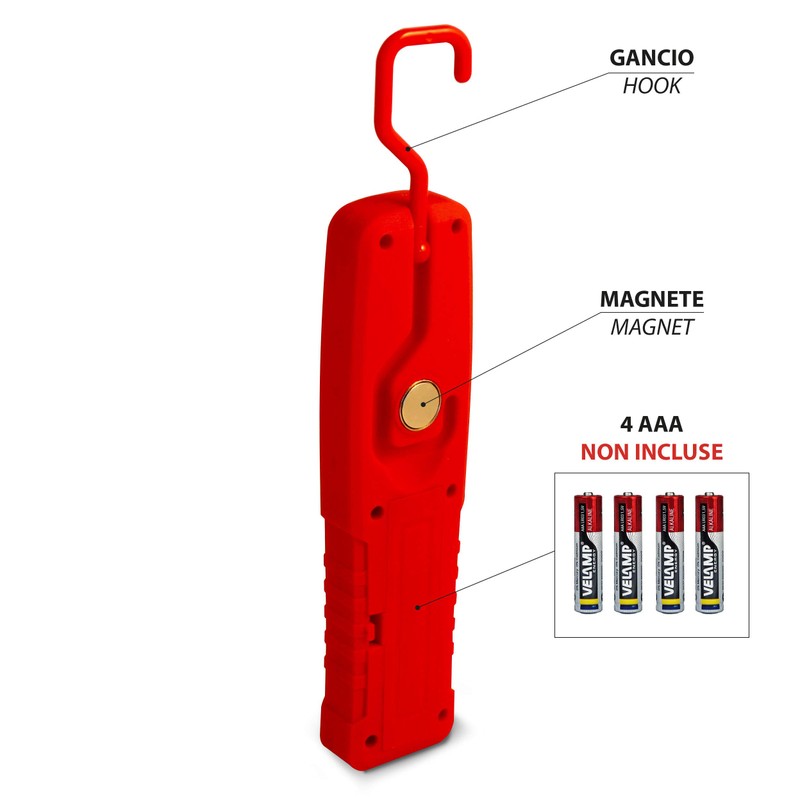 Velamp COB LED Work Light with Magnet and Hook, Red