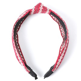 MIRMARU Fashion Headband Hair Accessories - Knotted, Bow, Polka Dot, Floral, Metallic, Glitter and Paisley Wide Hairband Headwear.(LCHB-591-RED)