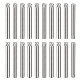 sourcing map 6x50mm 304 Stainless Steel Dowel Pins, 20Pcs Knurled Head Flat Chamfered End Dowel Pin, Wood Bunk Bed Shelf Pegs Support Shelves Fasten Elements