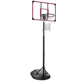 Portable Basketball Hoop Height Adjustable 5.6-10FT Indoor Outdoor Basketball Goal System with Shatterproof Backboard for Kids/Adults (Red, 7.5-9.2FT)