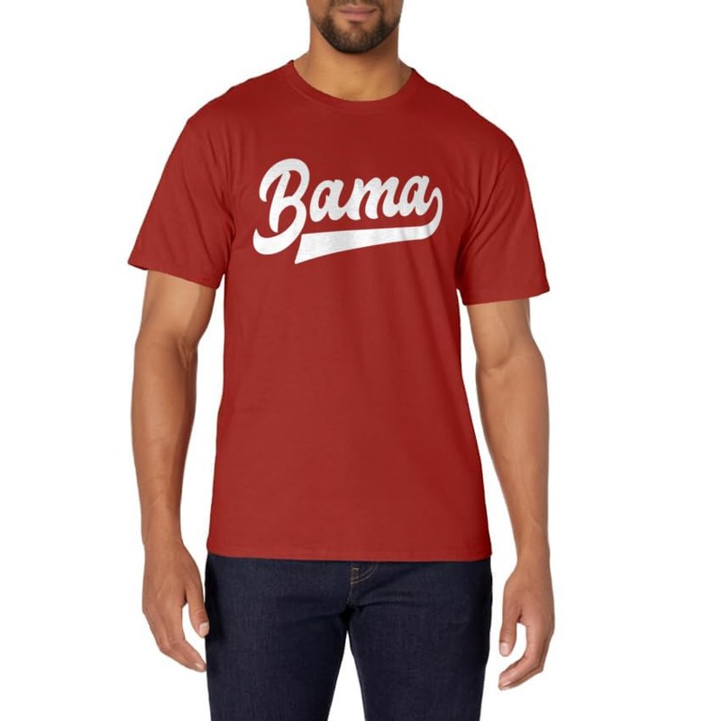 Bama Alabama White Script Design Southern T-Shirt
