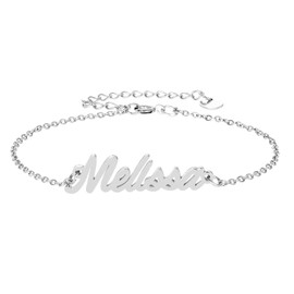 HUAN XUN Melissa Name Bracelet for Womens Jewelry Gifts Stainless Steel