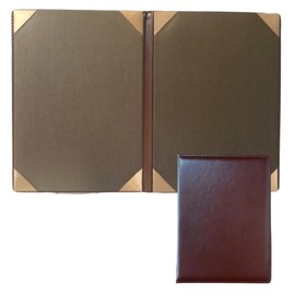 Kaori de Cover Certificate Holder b5 File Menu Bi-Fold PU Leather 2 Piece Storage Dark Brown (Corners: Gold)