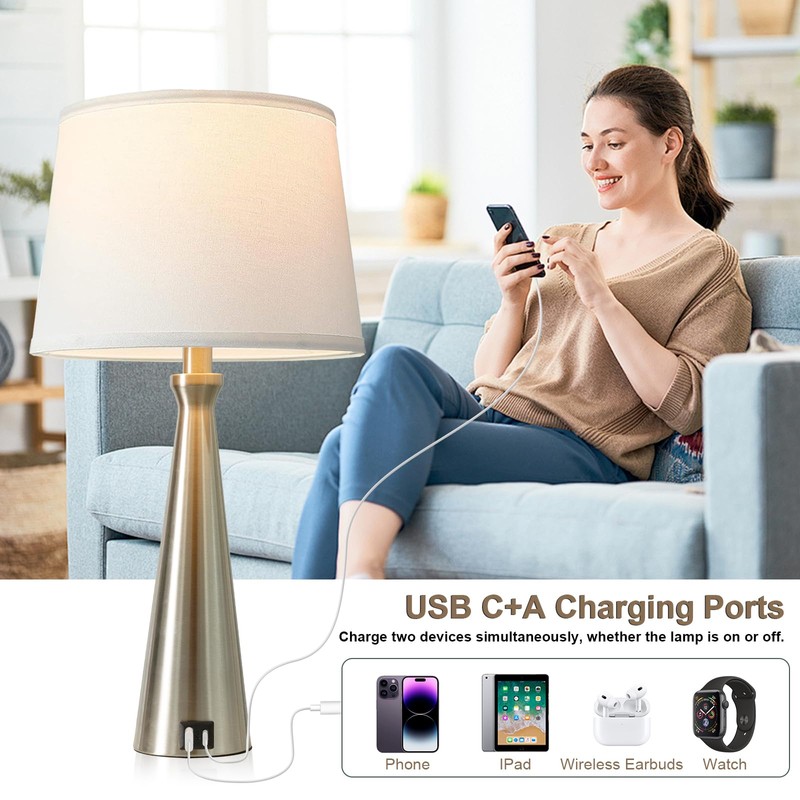 Seealle Modern Table Lamps Set of 2 - Touch Bedside