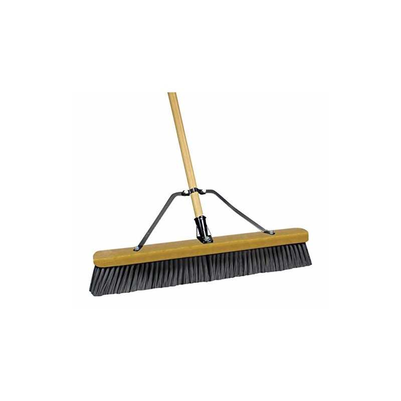 Quickie® Bulldozer® 00868su Job Site Stiff Poly Pushbroom-set Up, 24"