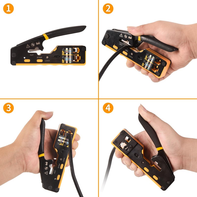 Doppy RJ45/RJ11/RJ12 Pass Through Crimp Tool Kit with 50PCS CAT6