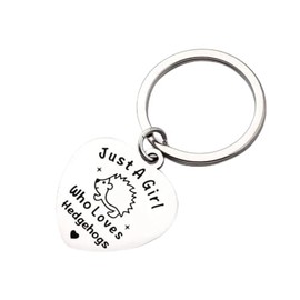 Hedgehog Keyring Hedgehog Keychain Silver Hedgehog Gift Just A Girl That Loves Hedgehogs Wildlife Gift Hedgehog Lover