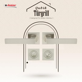 domino QUBIK-QR M9 Toilet Door Handle Set with Square Rosettes for Bathroom Doors Set Toilet Rosette Set Door Fittings Aluminium Nickel