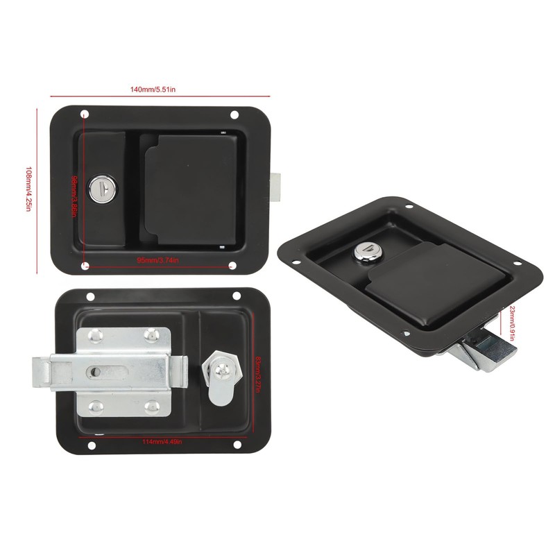 Trailer Paddle Lock ,Black Toolbox Handle Latch with 2 Keys