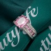 Psiroy Women's 925 Sterling Silver Plated Emerald Cut Simulated Pink