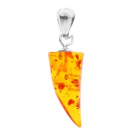 InCollections 0610401021250 Women's Tooth Pendant 925/000 Sterling Silver with Amber, Sterling Silver, Amber