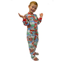 Big Feet Pjs Kids Winter Fun Fleece Boys Footed Pajamas Onesie Sleeper (S) Multi