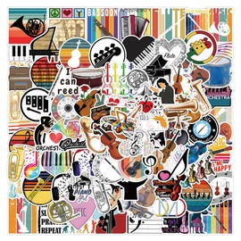 Orchestral Music Water Bottle Stickers for Kids,100 PCS Stickers Pack for Laptop Phone Skateboard Bicycle Bumper Suitcase Luggage Car Guitar,Waterproof Aesthetic Vinyl Stickers for Teens Girls