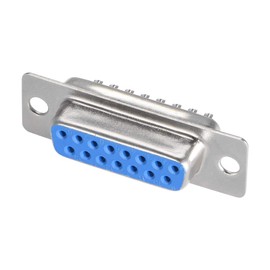 sourcing map D-sub Connector DB15 Female Socket 15-pin 2-row Port Terminal Breakout for Mechanical Equipment CNC Computers Blue Pack of 1pc