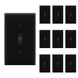 ENERLITES Toggle Light Switch with Wall Plate, 3-Way or Single Pole, 15A 120-277V, Grounding Screw, Residential Grade, UL Listed, 83150-BKWP-10PCS, Black, 10 Pack