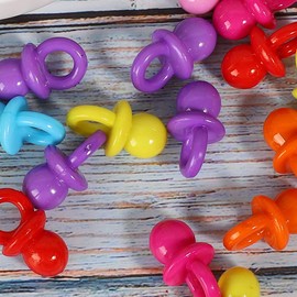 Zerodis Pack of 100 Acrylic Dummies Birthday Party Decoration Baby Christening Soothing Mini Colour Toy (Plain Mixing)