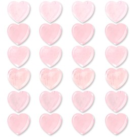 Joycabin Set of 24 Rose Quartz Crystals Heart Stones Set, Natural Crystal Stones Decoration, Heart Stones Bulk Polished Gemstones Healing Meditation Chakra Reiki Energy Balancing, Lucky Charm Heart