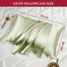 Hafaa Satin Mint Pillow Cases 2 Pack Soft as Silk Pillowcase for Hair and Skin with Envelope Closure Design Standard Size (50x75 cm) Pillow Cases, Gifts for Women