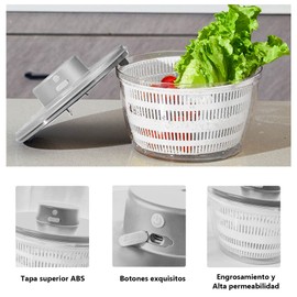 Electric Salad Spinner, 4L Lettuce Spinner Large Capacity USB Chargeble Fruit Vegetable Washer Dryer for Home Kitchen (Gray)