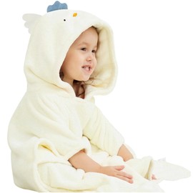 Bebamour Baby Hooded Towels Wearable Hooded Towel for Boys Girls Absorbent Hooded Towel for Toddlers, 25"x 25", 0-6 Years, White Chicken