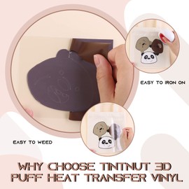 Tintnut Braun Puff Vinyl Heat Transfer - 10 Inches x 6 ft 3D Brown Derby Puff HTV Roll Heat Transfer Vinyl Foaming Colourful Puffy Iron on Vinyl