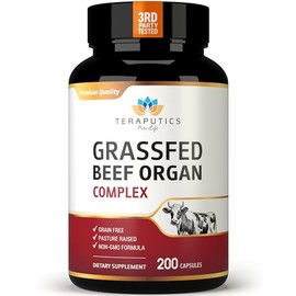Grass Fed Beef Organ Complex | 200 Capsules | Pasture Raised, Grain Free Supplement | with Desiccated Liver, Kidney, Pancreas, Heart, Spleen | Non-GMO