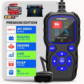 UDIAG CR720 OBD2 Scanner Battery Tester 2 In 1, OBD2 Scanner Diagnostic Tool For Car Check Engine Light Code Reader Scan Tool & 6V 12V Battery Charging Component Test EVAP Live Data For All OBDII Cars