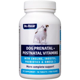 Dog Prenatal Vitamins. The Only 2in1 Prenatal & Postnatal Vitamins for Dogs with Folic Acid, Omega 3, Probiotics, Choline & Inositol, Key for Mother & Puppies, 90 Tablets