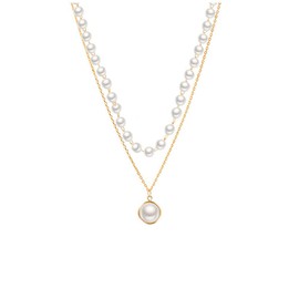 Layered Pearl Necklaces for Women Pearl Choker Necklace for women Layering Necklaces Double Layer Necklace Pearl Pendant Necklace for women