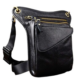 Xieben Leather Drop Leg Bag for Men Women Motorcycle Bike Riding Cycling Multi-Purpose Thigh Waist Fanny Pack Bum Pocket Hiking Sports Camping Travel Pouch Black