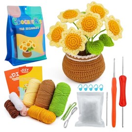 Elegant Crochet Kit: Flower Pot for Home Decor and Gifting! (Sunflowers Pot)