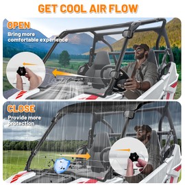 MDPROMCP RZR 200 Front Windshield Scratch-resisatant Vent Window Compatible with 2022+ Polaris RZR XP 200 Windshield Clean Full Window PC All-Weather Protection Used with Hard Soft Roof Accessories