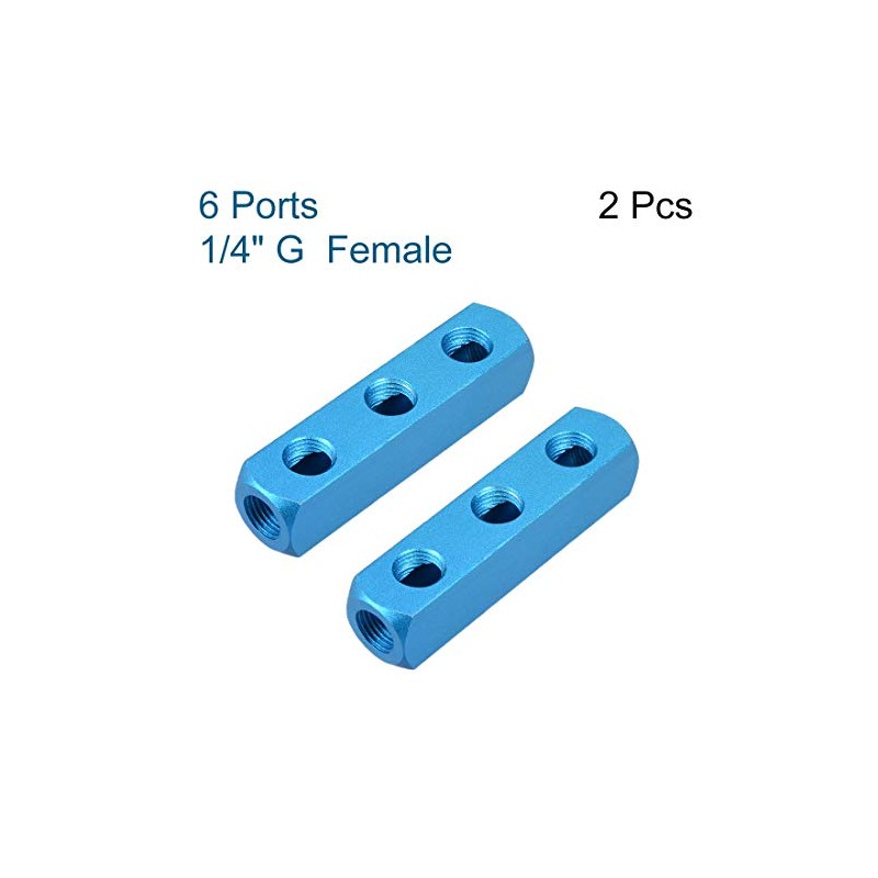 sourcing map G1/4 Thread 6 Ports 3 Way Manifold Block