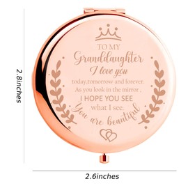 Soulpetals Granddaughter Gifts from Grandma,Birthday Gifts for Granddaughter,to My Granddaughter Makeup Compact Mirror Gift