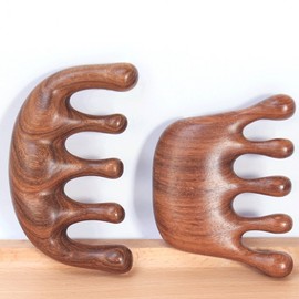 [Gift Box Presentation] Sandalwood Wood Gwa Sha Scalp and Face Line Massager Head Neck Armpit Acupressure Meridian Lymphatic Circulation Sandalwood Wood Gwa Sha 3ea