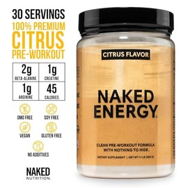 NAKED Citrus Energy - Citrus Flavored Clean Pre Workout Supplement for Men and Women, NSF Certified, Vegan Friendly, No Added Sweeteners, Colors Or Fl