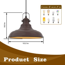 Refice Farmhouse Pendant Lights Oil Rubbed Bronze Matte Pendant Lighting for Kitchen Island Industrial Adjustable Height Vintage Dome Hanging Light Fixtures for Barn, Dining Room 2 Packs