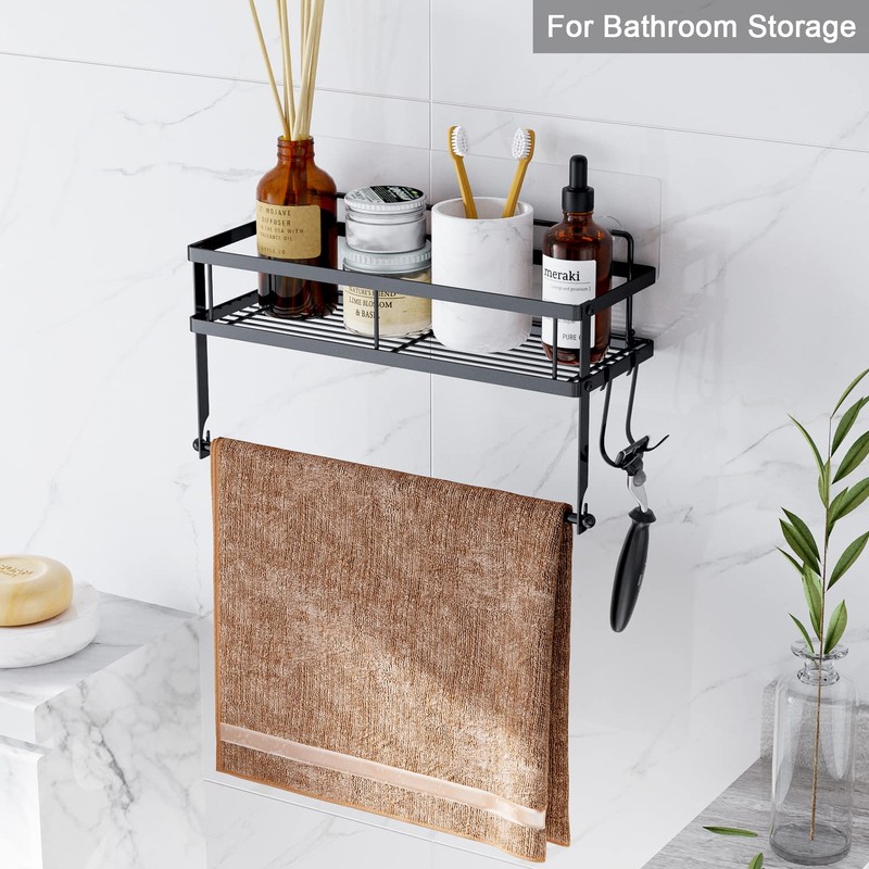 ESOW Paper Towel Holder with Shelf Storage, Adhesive Wall Mount