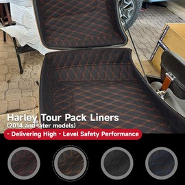 Mocardine Tour Pack Liners Custom Stitching Liners Fit for Harley King/Chopped/Razor Tour Pack 2014-2023 New Material More Abrasion-Resistant And Ductile Lozenge Pattern Orange Thread Stitching