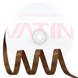 VATIN Double Face Brown Satin Ribbon 3/8" Continuous 50 Yards,Brown Polyester Fabric Ribbon use for Bows Bouquet, Gift Wrapping, Floral Arrangement Wedding Decoration