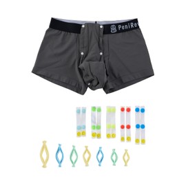 PeniRev Boxer Shorts with Phimosis Ring, Starter Set, M, Phimosis Ring, Pseudophimosis, Scrotum Separation, Scrotal Separation Type, gray