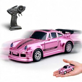 Drift Radio Control, Mini, 1/64 Scale, Alloy Body, LED Light, 3 Speed Adjustment, Proportion Control, 2.4 GHz, Technical Standards Certified, Palm Size, Desktop Drifting Compatible, For Adults
