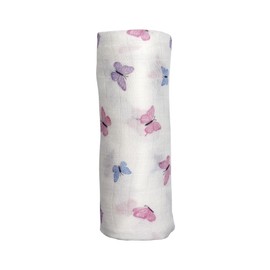 Bamboo Viscose Muslin Baby Swaddle Receiving Blanket, 70% Viscose Made from Bamboo, 30% Cotton Muslin - Imported (Butterfly)